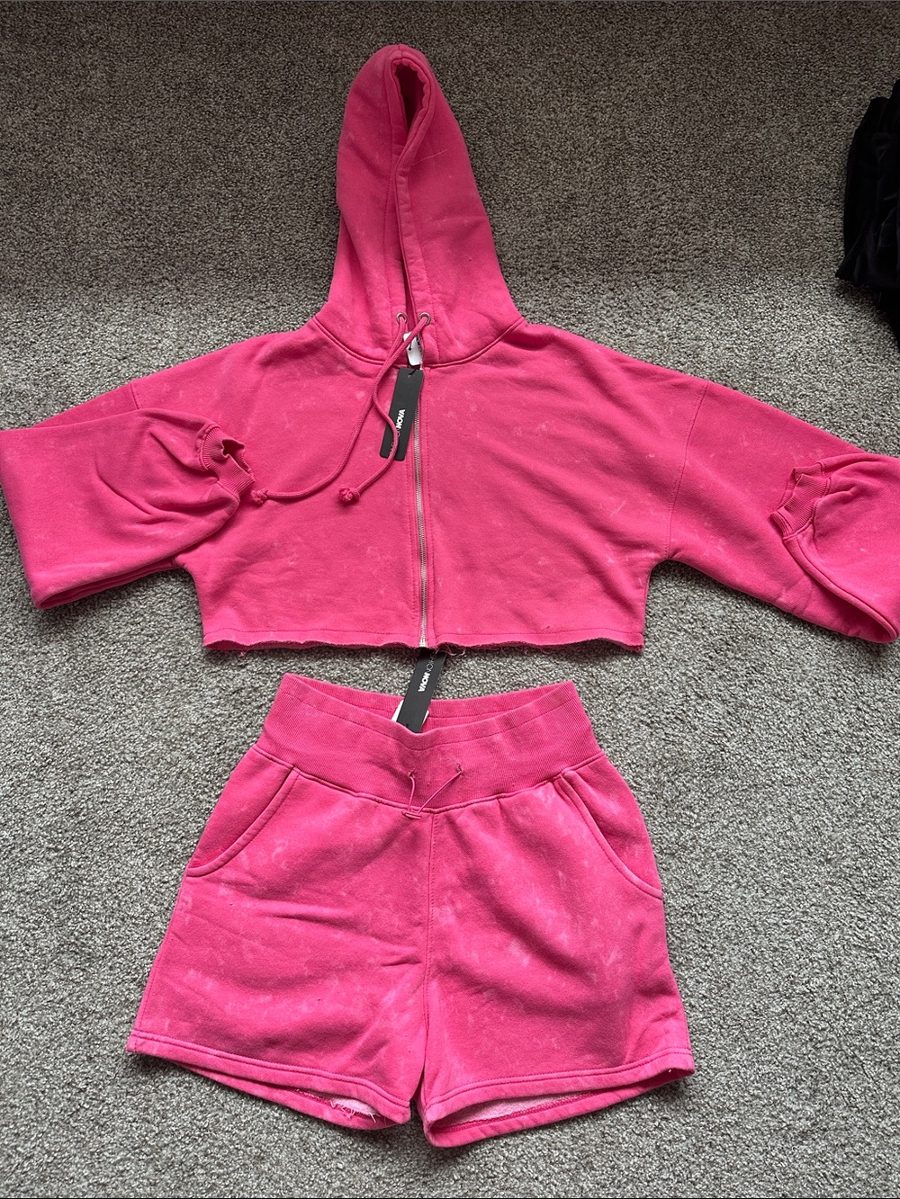Pink Cropped Hoodie & Shorts Set - Stylish Two-Piece